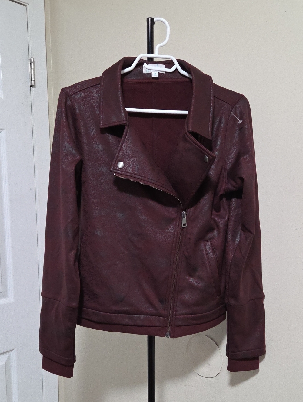 Grace & Lace Deep Burgundy Faux Leather Moto Jacket